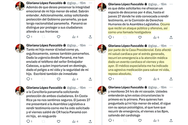 Expresidenta del PANI pidió medidas de protección al Gobierno de Panamá ante llamadas host