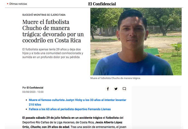 Medios internacionales destacan muerte de joven por cocodrilo