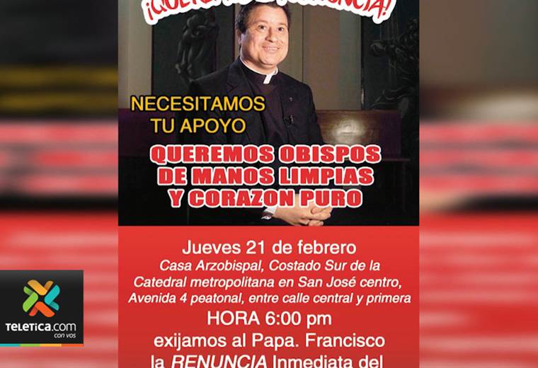 Este jueves se realizará una manifestación para pedir la salida del arzobispo de San José
