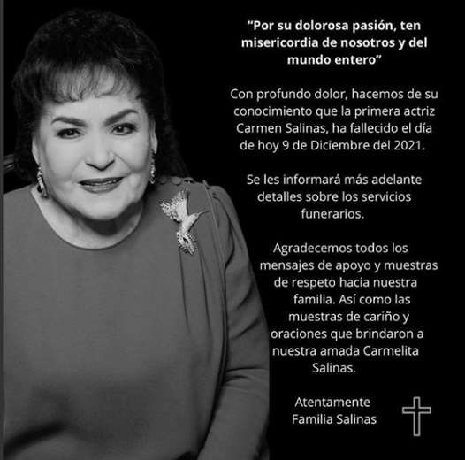 Muere la reconocida actriz mexicana Carmen Salinas