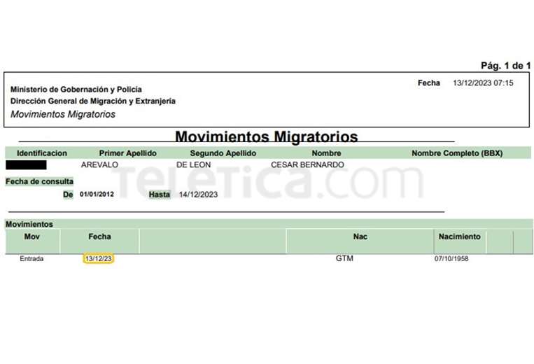 Registro Migratorio Arevalo