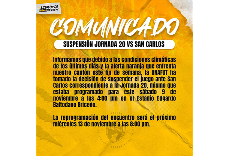 Comunicado de prensa de Municipal Liberia