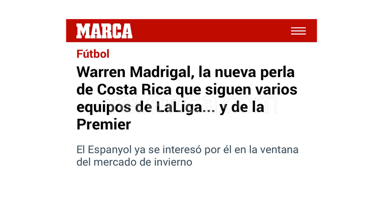 Diario Marca sobre Warren Madrigal