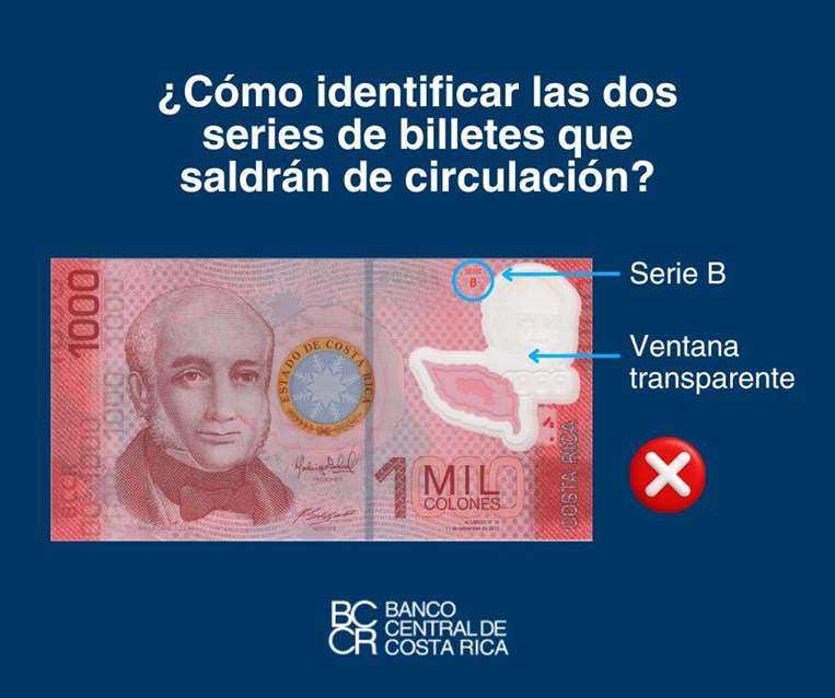 ¿Cómo identificar los billetes de mil colones que saldrán de circulación?