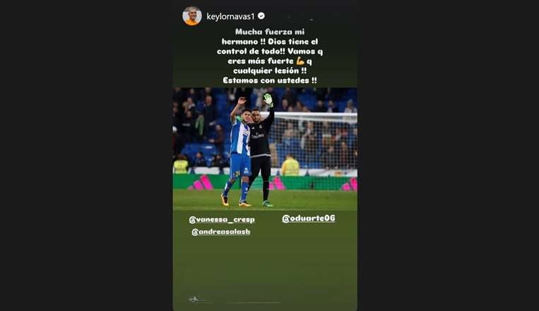 Keylor Navas mensaje para Óscar Duarte