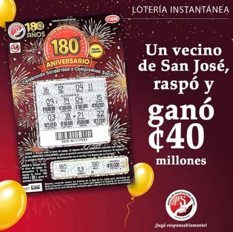 Un vecino de San José, raspó y ganó ₡40 millones 