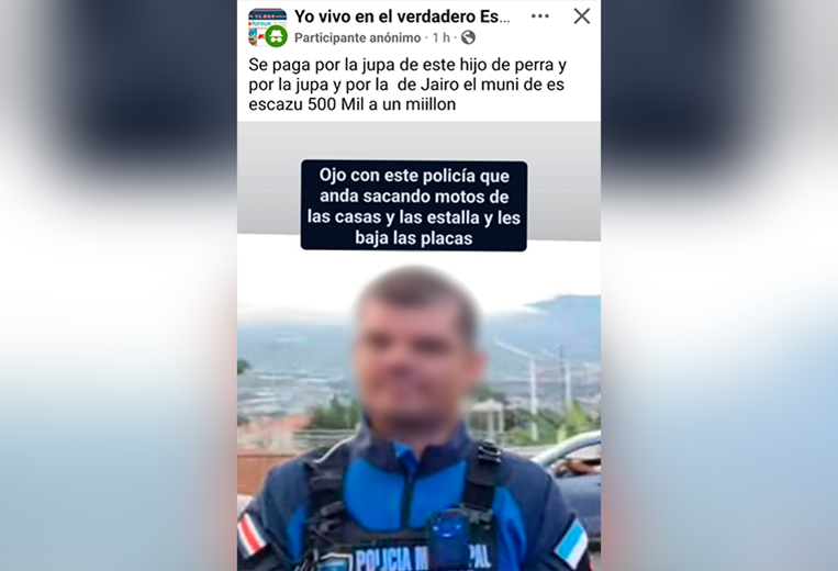 Ofrecen hasta un millón de colones por la jupa de policía municipal