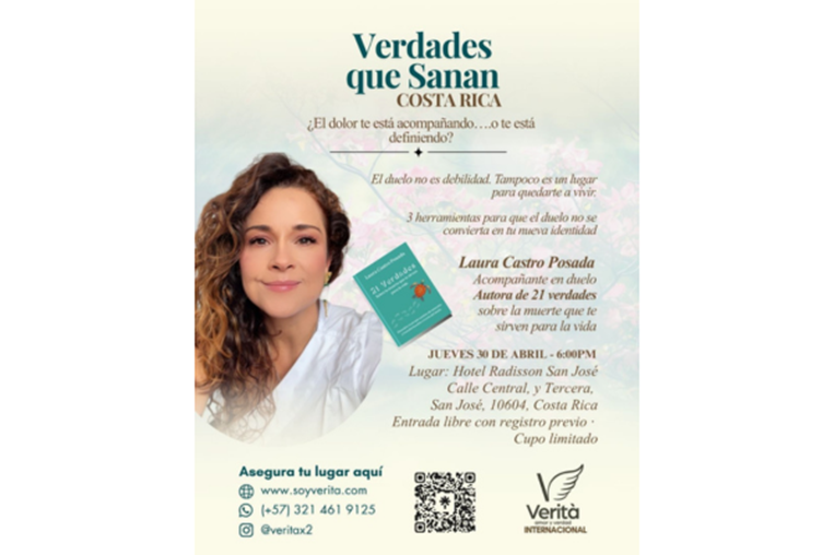 Facilitadora de duelo que perdió a su hija en Costa Rica regresa al país para presentar su