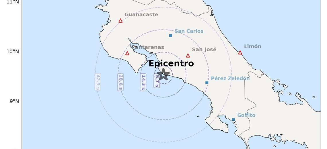 Fuerte sismo sacude el Pacífico Central
