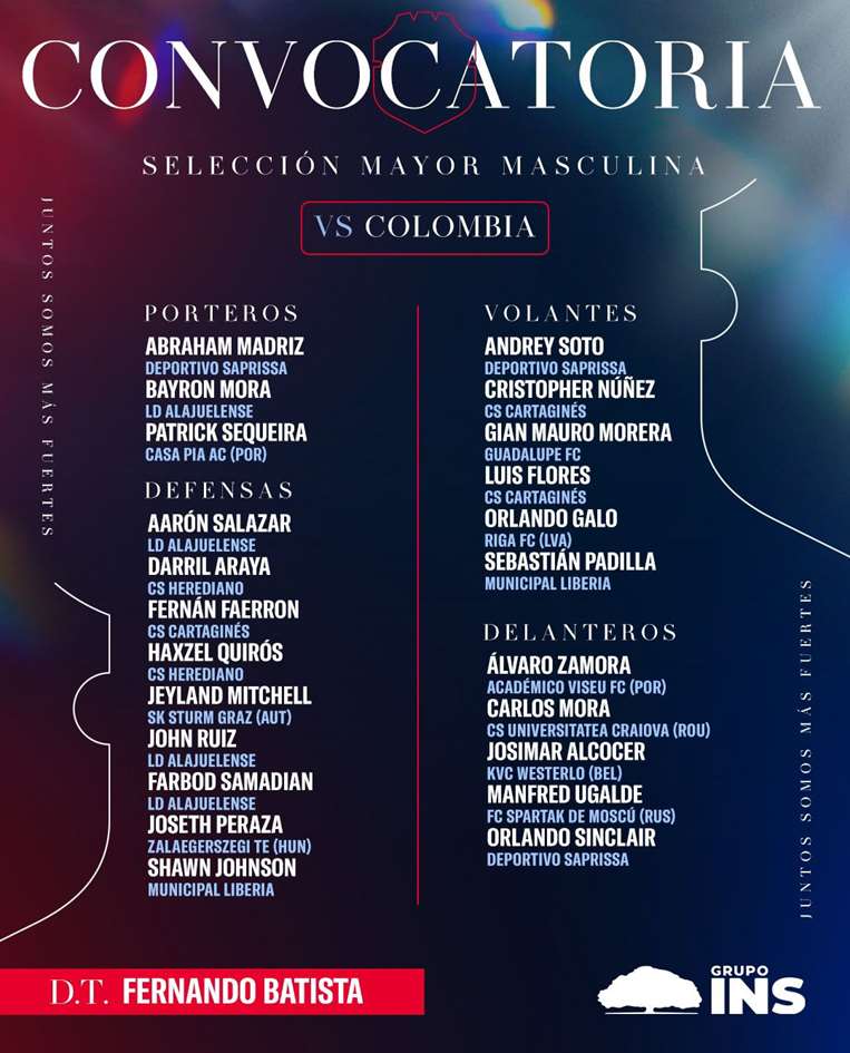 Convocados para juego ante Colombia.