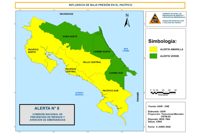 CNE eleva alerta amarilla en estas regiones del país por fue