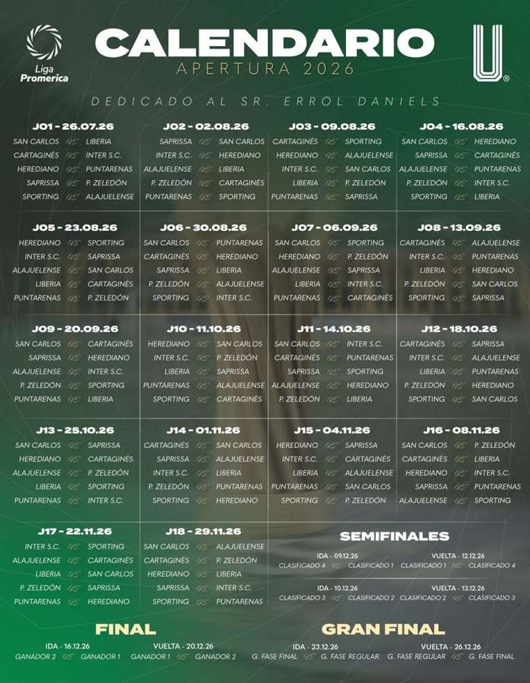 Calendario Unafut.